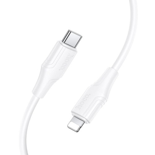 Szybkoładujący kabel silikonowy USB-C do Lightning Hoco X124 27W – biały (1 m)