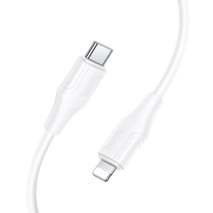 Szybkoładujący kabel silikonowy USB-C do Lightning Hoco X124 27W – biały (1 m)