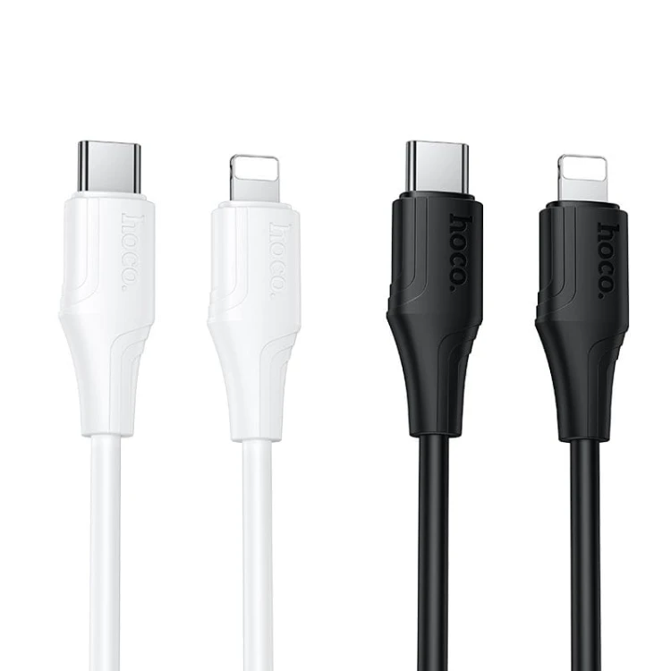 Szybkoładujący kabel silikonowy USB-C do Lightning Hoco X124 27W – biały (1 m)