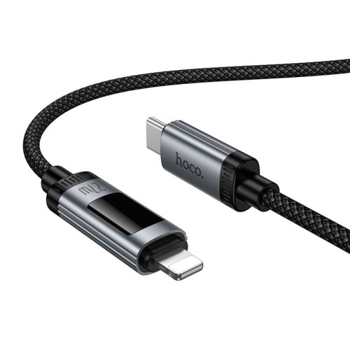 Kabel szybkoładujący USB-C do Lightning Hoco U148 27W PD z wyświetlaczem OLED – czarny (1,2 m)