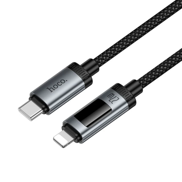 Kabel szybkoładujący USB-C do Lightning Hoco U148 27W PD z wyświetlaczem OLED – czarny (1,2 m)
