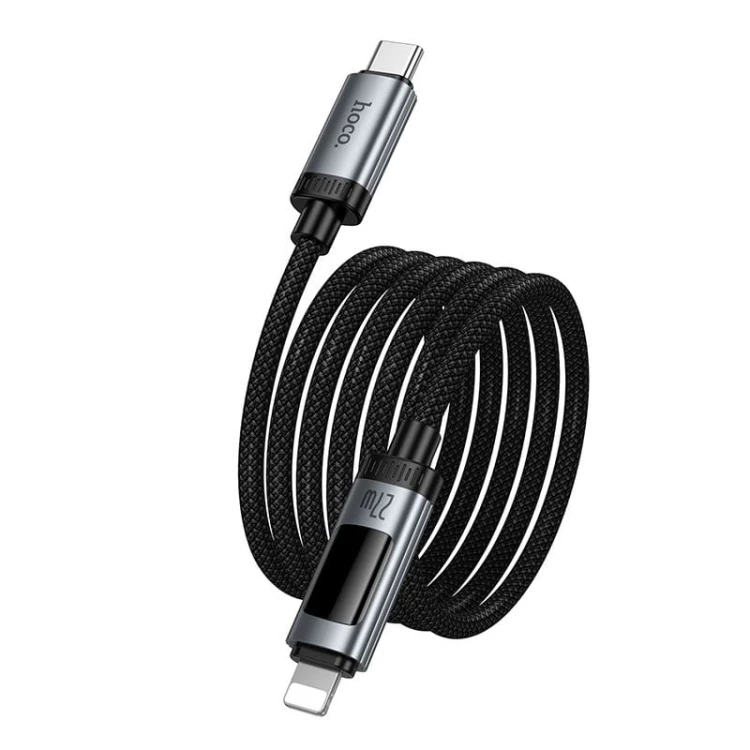 Kabel szybkoładujący USB-C do Lightning Hoco U148 27W PD z wyświetlaczem OLED – czarny (1,2 m)