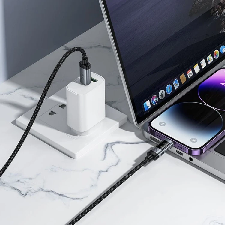 Kabel szybkoładujący USB-C do Lightning Hoco U148 27W PD z wyświetlaczem OLED – czarny (1,2 m)