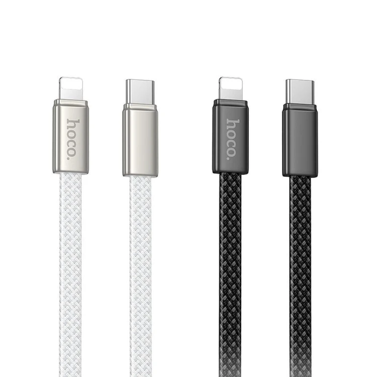 Płaski kabel szybkoładujący USB-C do Lightning Hoco X125 30W Power Delivery – czarny (1 m)