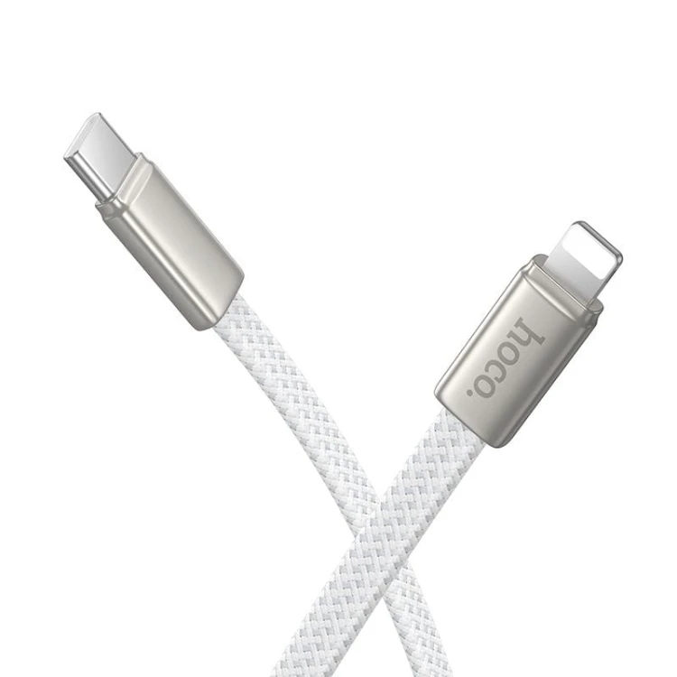 Płaski kabel szybkoładujący USB-C do Lightning Hoco X125 30W Power Delivery – biały (1 m)