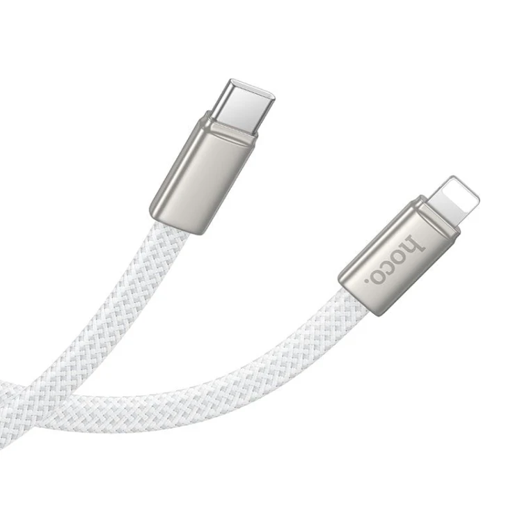 Płaski kabel szybkoładujący USB-C do Lightning Hoco X125 30W Power Delivery – biały (1 m)