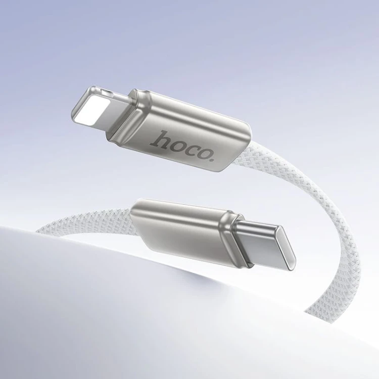 Płaski kabel szybkoładujący USB-C do Lightning Hoco X125 30W Power Delivery – biały (1 m)