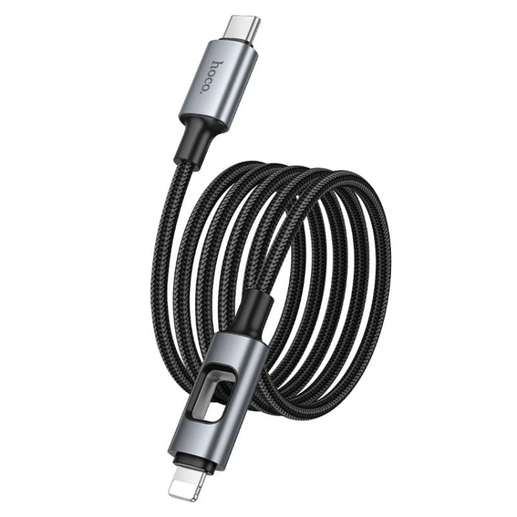 Kabel szybkoładujący USB-C do Lightning Hoco U144 27W Power Delivery z podświetleniem LED – czarny (1,2 m)