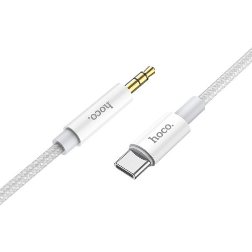 Kabel audio AUX Mini Jack 3,5 mm do USB-C Hoco UPA19 – srebrny (1 m)