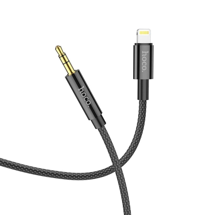 Kabel audio AUX Mini Jack 3,5 mm do Lightning Hoco UPA19 – czarny (1 m)