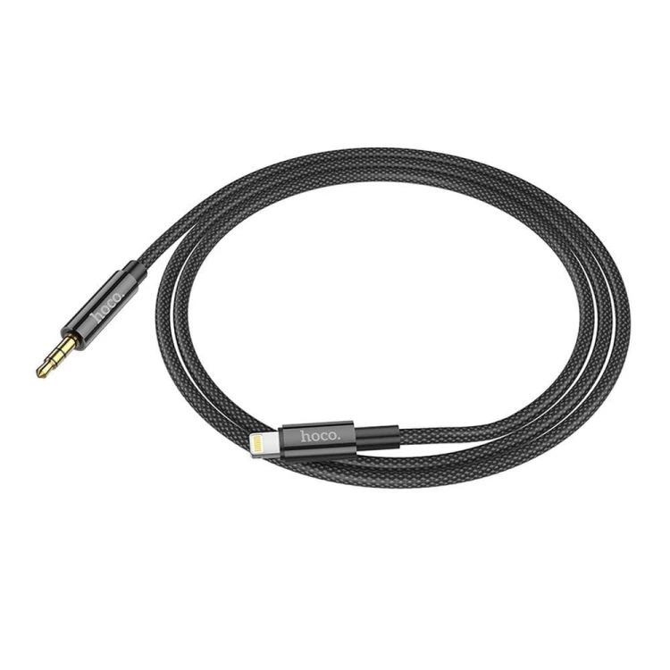 Kabel audio AUX Mini Jack 3,5 mm do Lightning Hoco UPA19 – czarny (1 m)