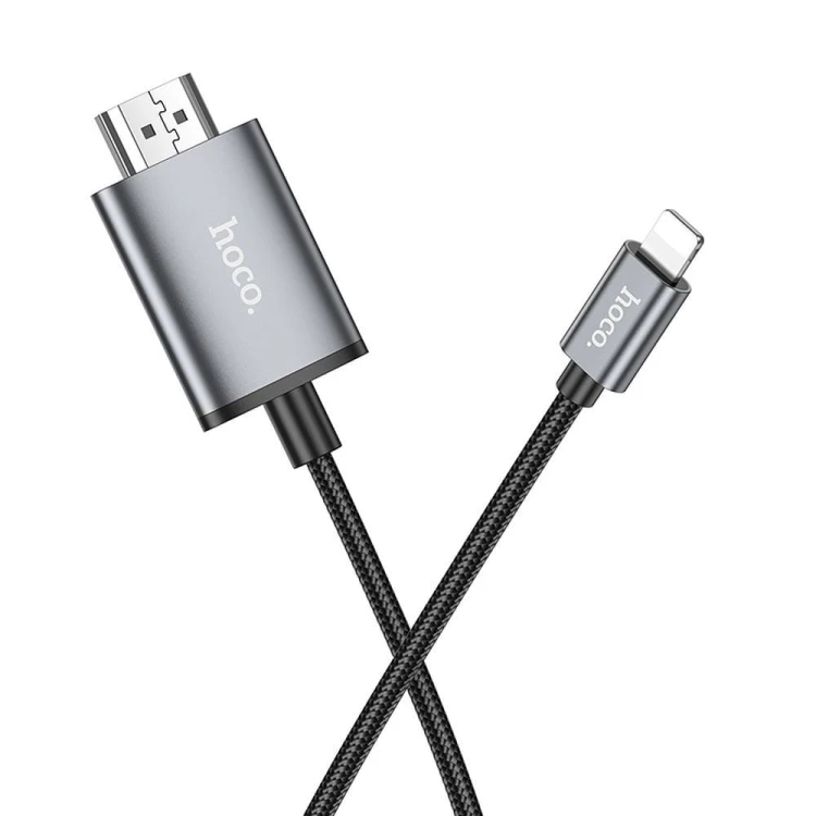 Kabel wideo Lightning do HDMI Hoco UA27 Full HD 1080p – stalowy szary (2 m)