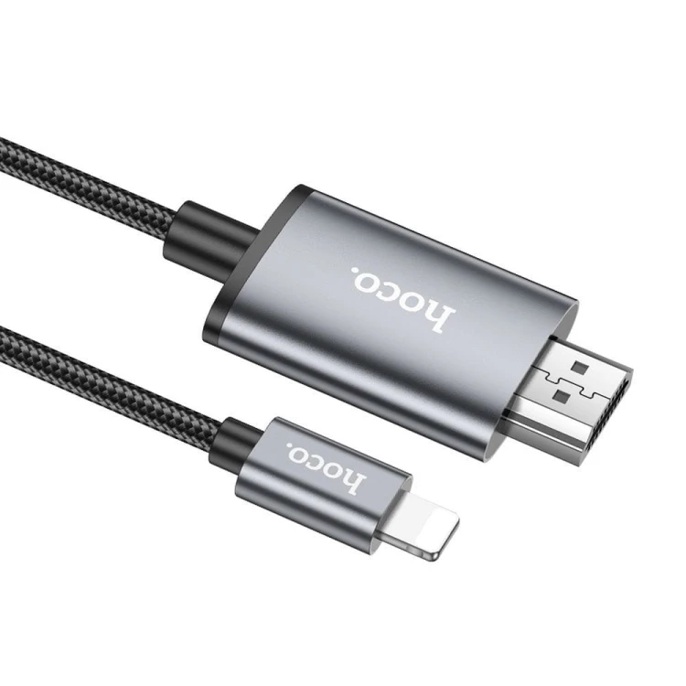 Kabel wideo Lightning do HDMI Hoco UA27 Full HD 1080p – stalowy szary (2 m)