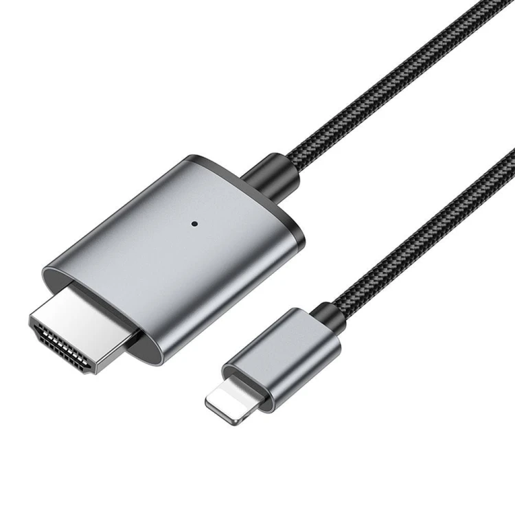 Kabel wideo Lightning do HDMI Hoco UA27 Full HD 1080p – stalowy szary (2 m)