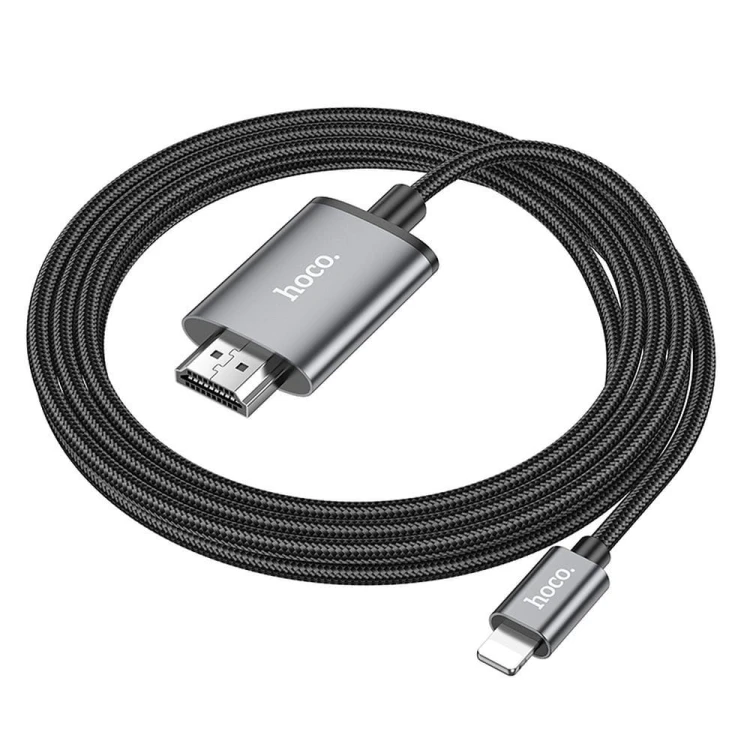 Kabel wideo Lightning do HDMI Hoco UA27 Full HD 1080p – stalowy szary (2 m)