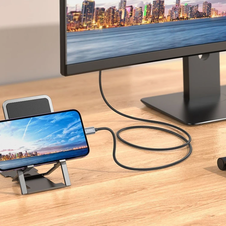 Kabel wideo Lightning do HDMI Hoco UA27 Full HD 1080p – stalowy szary (2 m)