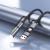 Multifunkcyjny kabel All-in-one Hoco U138 USB-C / USB-A do USB-C z lampką LED – czarny (1,2 m)