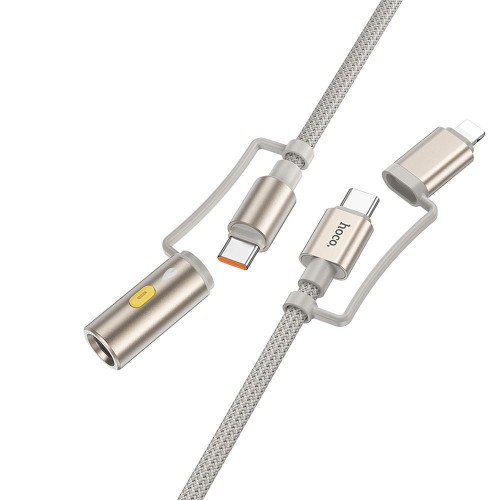 Multifunkcyjny kabel All-in-one Hoco U138 USB-C / USB-A do USB-C z lampką LED – czarny (1,2 m)