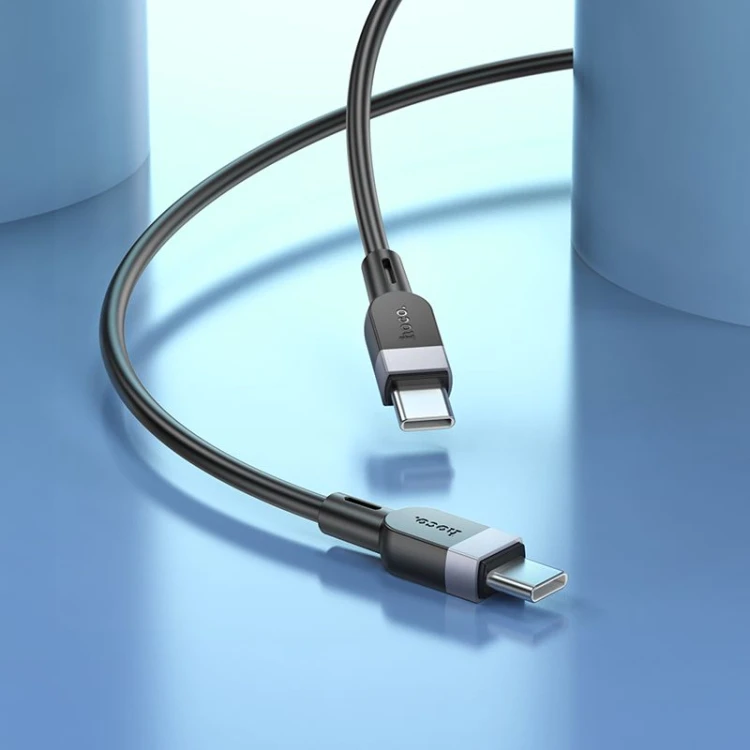 Ekstremalnie długi kabel silikonowy USB-C do USB-C Hoco X109 60W – czarny (3 m)