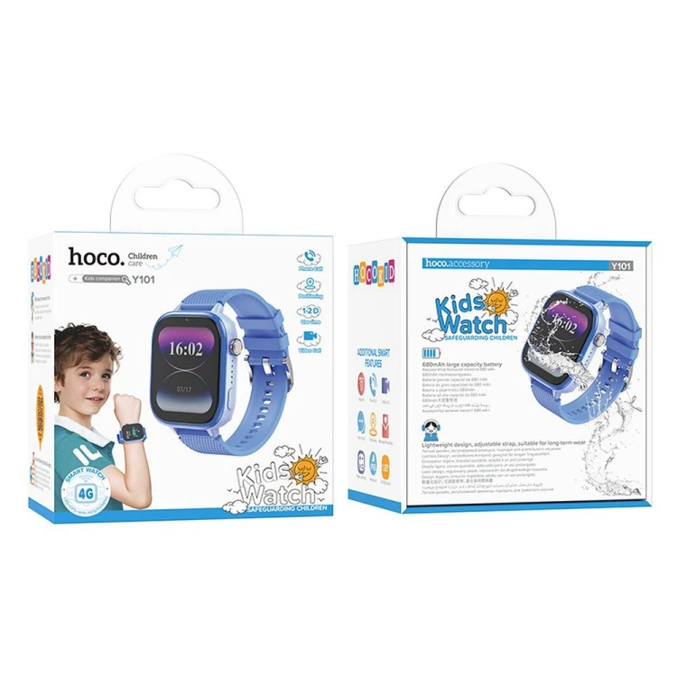 Smartwatch dla dzieci Hoco Y101 4G GPS Wi-Fi 16GB Muzyka Niebieski