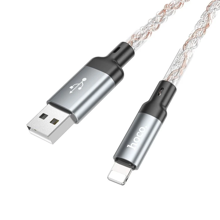 Wytrzymały kabel USB-A do Lightning Hoco U112 2,4A – szary (1 m)