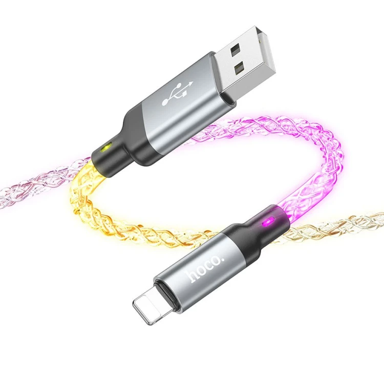 Wytrzymały kabel USB-A do Lightning Hoco U112 2,4A – szary (1 m)