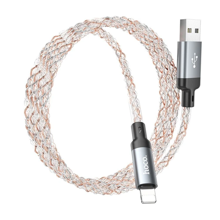 Wytrzymały kabel USB-A do Lightning Hoco U112 2,4A – szary (1 m)