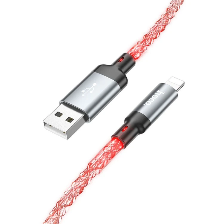 Wytrzymały kabel USB-A do Lightning Hoco U112 2,4A – szary (1 m)