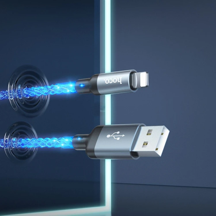Wytrzymały kabel USB-A do Lightning Hoco U112 2,4A – szary (1 m)