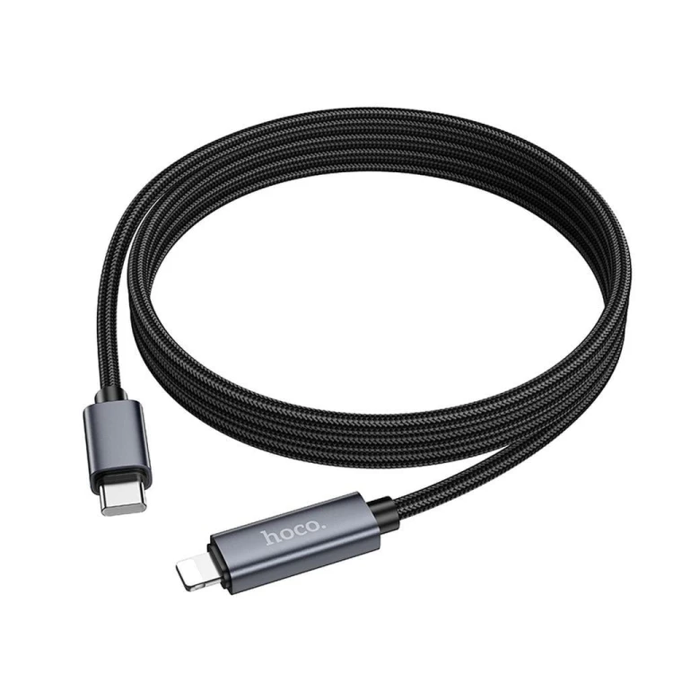 Kabel szybkoładujący USB-C do Lightning Hoco X112 27W Power Delivery z wyświetlaczem mocy – czarny (1 m)