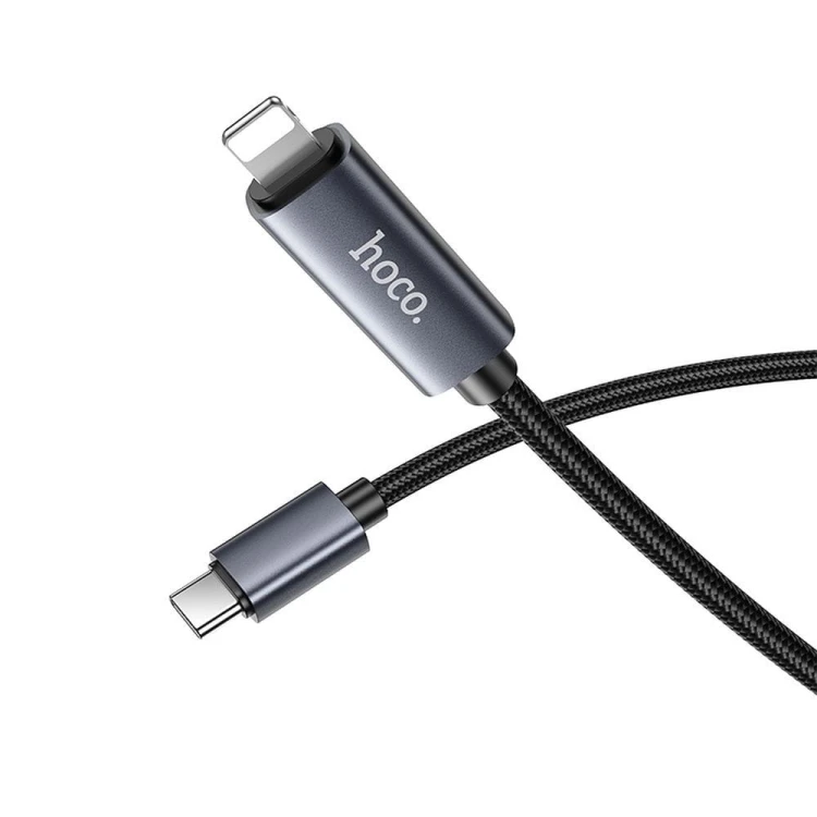 Kabel szybkoładujący USB-C do Lightning Hoco X112 27W Power Delivery z wyświetlaczem mocy – czarny (1 m)