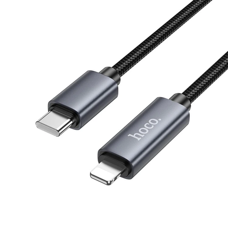 Kabel szybkoładujący USB-C do Lightning Hoco X112 27W Power Delivery z wyświetlaczem mocy – czarny (1 m)