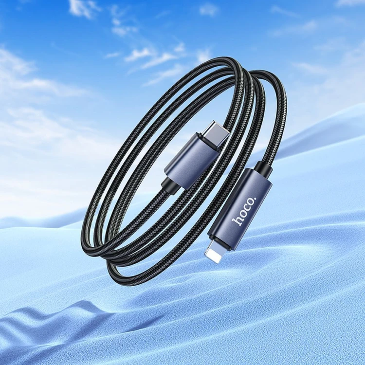 Kabel szybkoładujący USB-C do Lightning Hoco X112 27W Power Delivery z wyświetlaczem mocy – czarny (1 m)