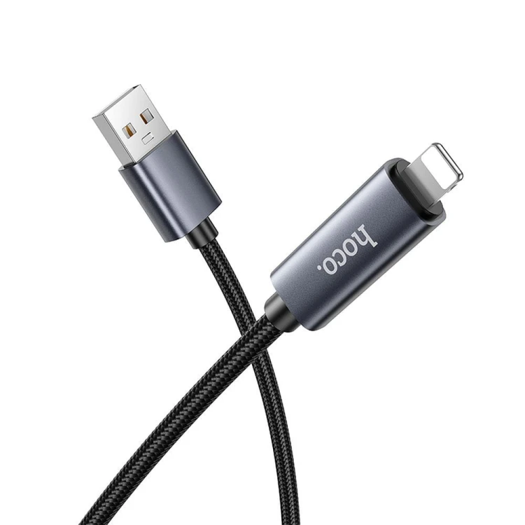 Inteligentny kabel ładujący USB-A do Lightning Hoco X112 2,4A z wyświetlaczem mocy – czarny (1 m)