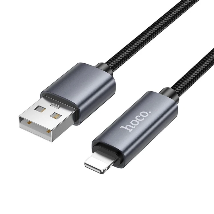 Inteligentny kabel ładujący USB-A do Lightning Hoco X112 2,4A z wyświetlaczem mocy – czarny (1 m)