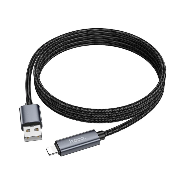 Inteligentny kabel ładujący USB-A do Lightning Hoco X112 2,4A z wyświetlaczem mocy – czarny (1 m)