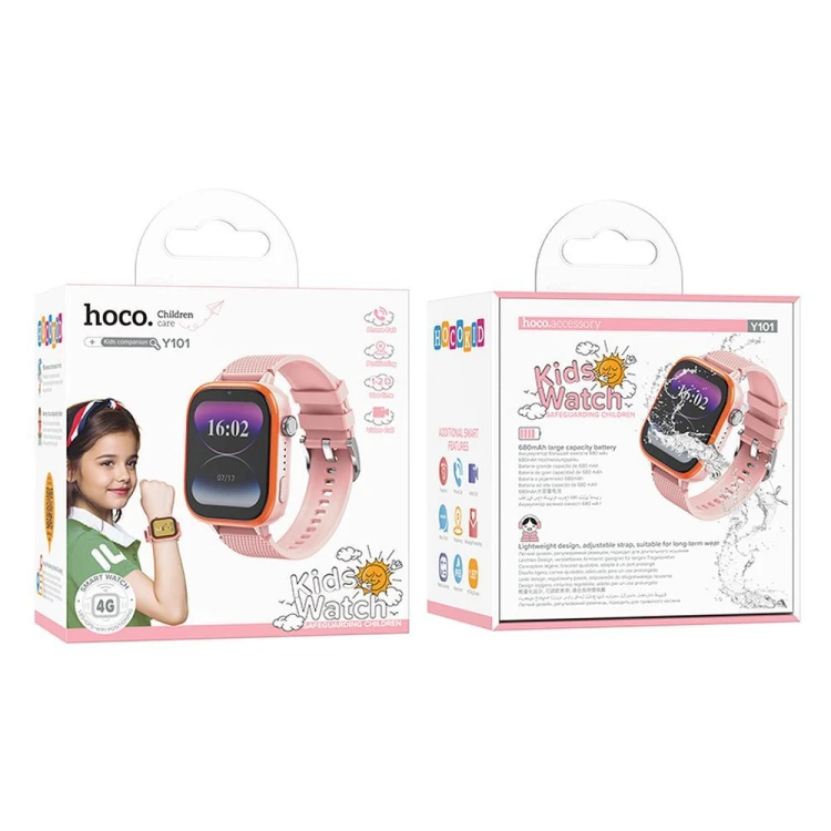 Smartwatch dla dzieci Hoco Y101 4G GPS Wi-Fi 16GB Muzyka Różowy