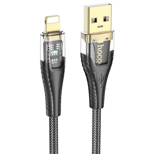 Stylowy kabel USB-A do Lightning Hoco U121 2,4A – czarny transparentny (1,2 m)