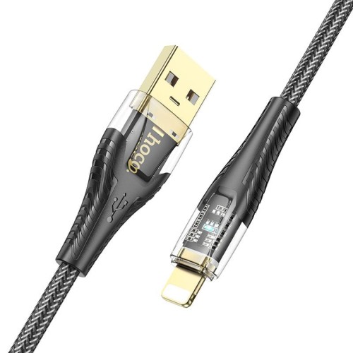 Stylowy kabel USB-A do Lightning Hoco U121 2,4A – czarny transparentny (1,2 m)