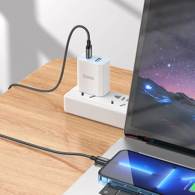 Wytrzymały kabel szybkoładujący USB-C do Lightning Hoco X89 27W Power Delivery – czarny (2 m)
