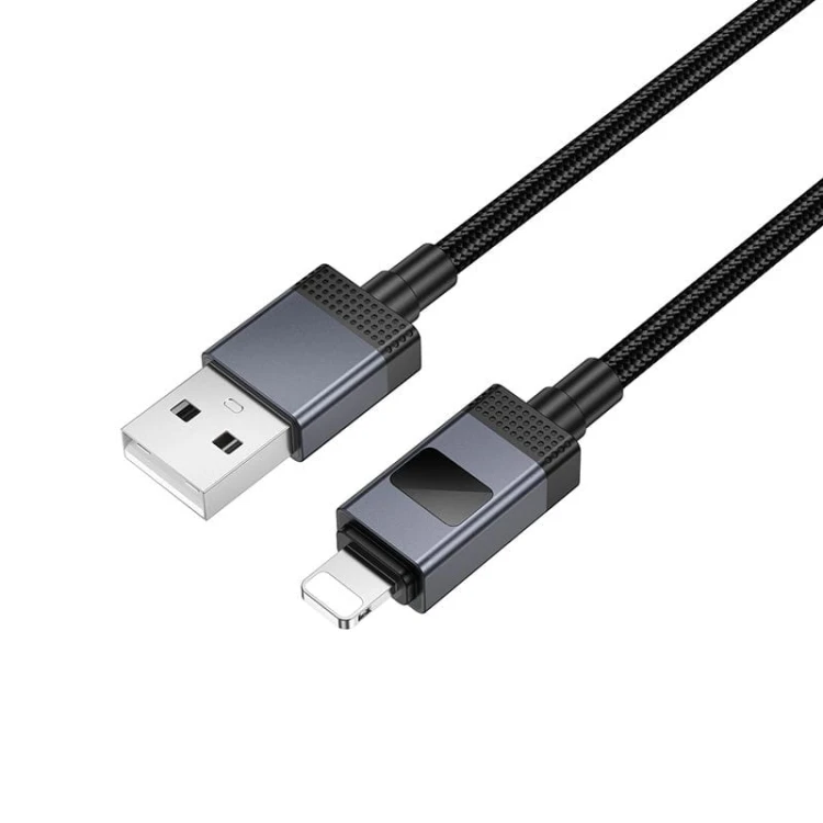 Inteligentny kabel ładujący USB-A do Lightning Hoco X118 2,4A z wyświetlaczem mocy – czarny (1 m)