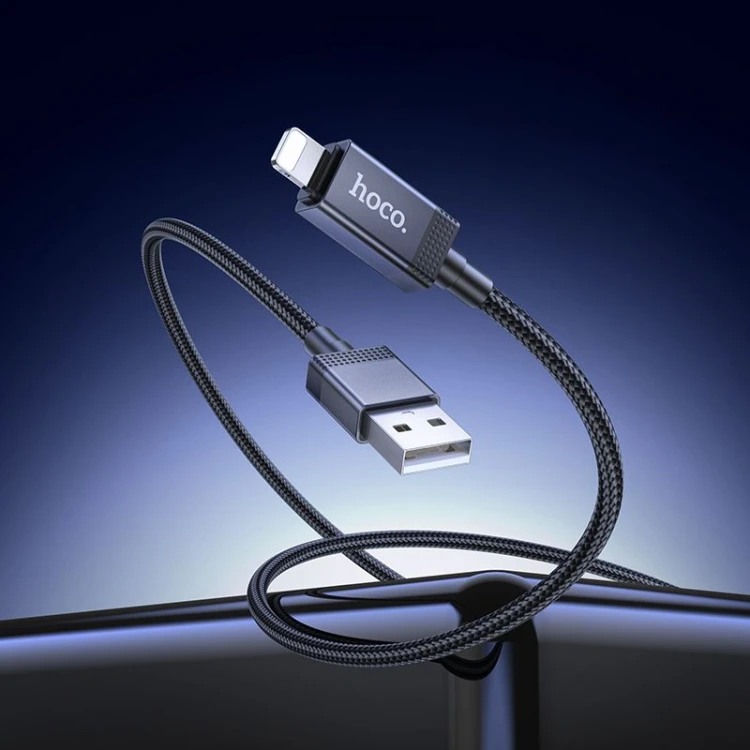 Inteligentny kabel ładujący USB-A do Lightning Hoco X118 2,4A z wyświetlaczem mocy – czarny (1 m)