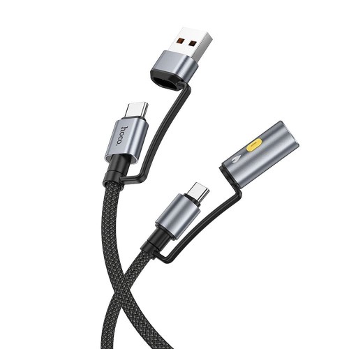 Multifunkcyjny kabel All-in-one Hoco U138 USB-C / USB-A do USB-C z bezogniową zapalniczką – czarny (1,2 m)