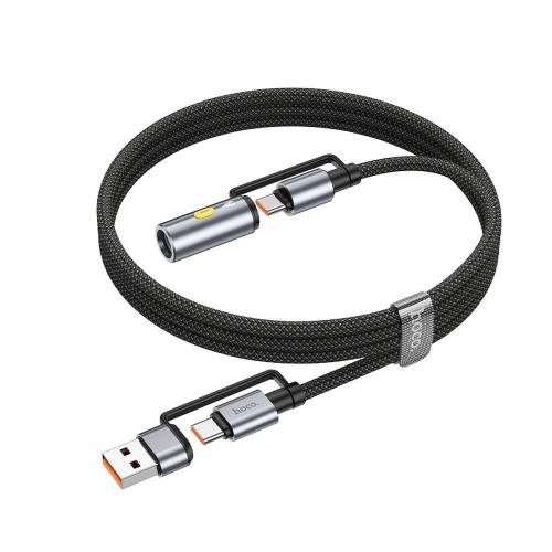 Multifunkcyjny kabel All-in-one Hoco U138 USB-C / USB-A do USB-C z bezogniową zapalniczką – czarny (1,2 m)