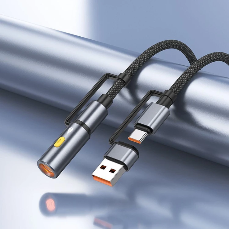Multifunkcyjny kabel All-in-one Hoco U138 USB-C / USB-A do USB-C z bezogniową zapalniczką – czarny (1,2 m)