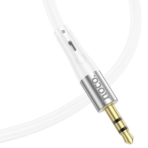 Elastyczny kabel audio AUX Mini Jack 3,5 mm do Lightning Hoco UPA22 – biały (1 m)