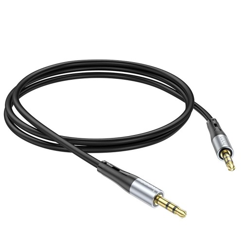 Elastyczny kabel audio AUX Mini Jack 3,5 mm – Mini Jack 3,5 mm Hoco UPA22 – czarny (1 m)