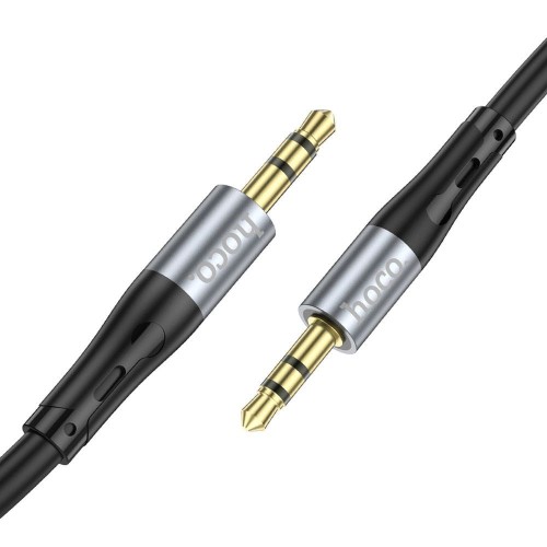 Elastyczny kabel audio AUX Mini Jack 3,5 mm – Mini Jack 3,5 mm Hoco UPA22 – czarny (1 m)