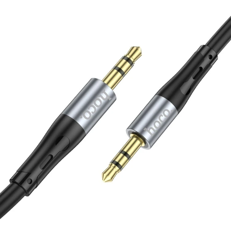 Elastyczny kabel audio AUX Mini Jack 3,5 mm – Mini Jack 3,5 mm Hoco UPA22 – czarny (1 m)