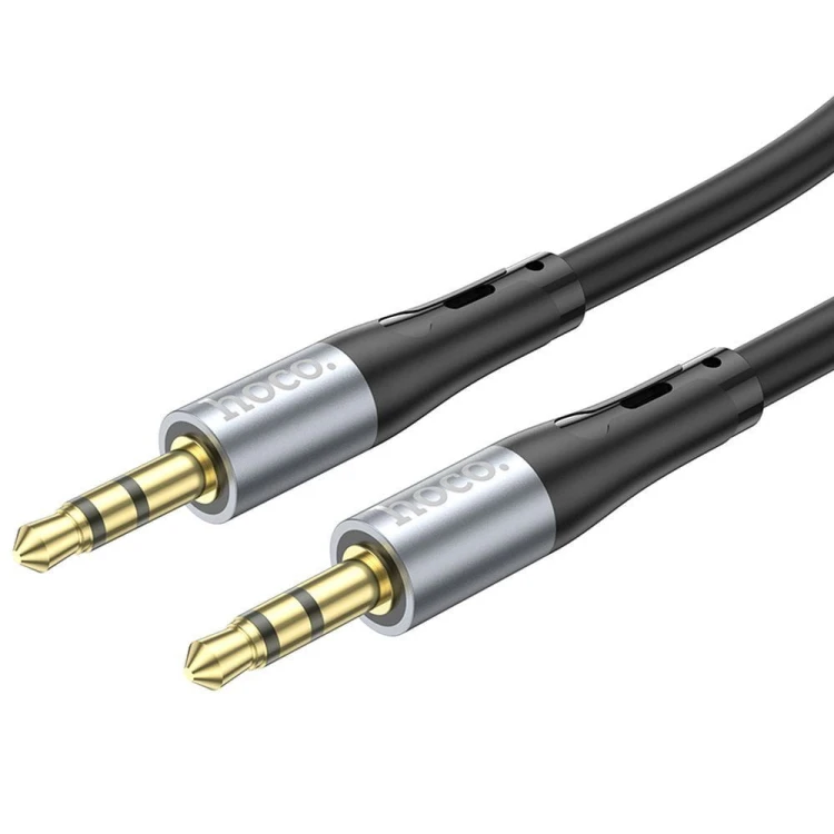Elastyczny kabel audio AUX Mini Jack 3,5 mm – Mini Jack 3,5 mm Hoco UPA22 – czarny (1 m)